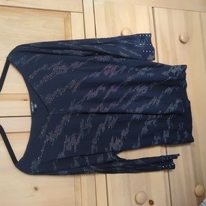 Thin black and silver shiny long sleeve top